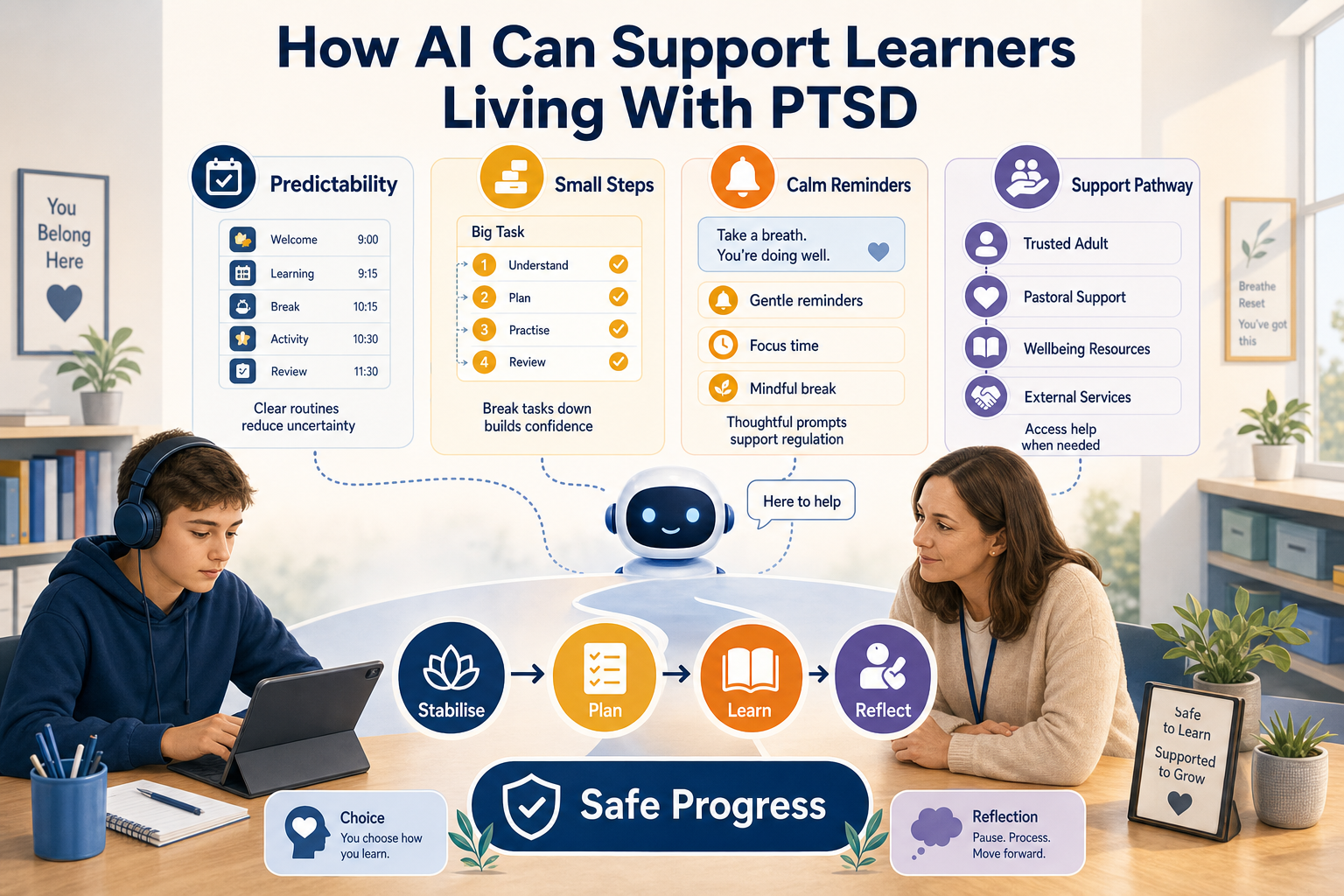 How AI Can Support Learners Living With PTSD infographic
